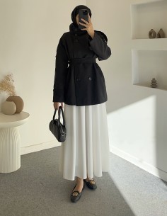 2309 kısa trençkot- Siyah 2