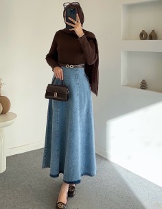 2877 kot etek - Mavi