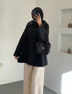 PR9342 kısa trençkot- siyah 2