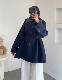 PR9342 kısa trençkot- Lacivert