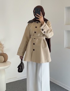 PR9342 kısa trençkot - bej