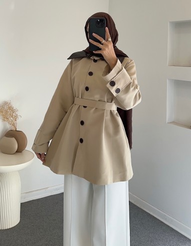 PR9342 kısa trençkot - bej