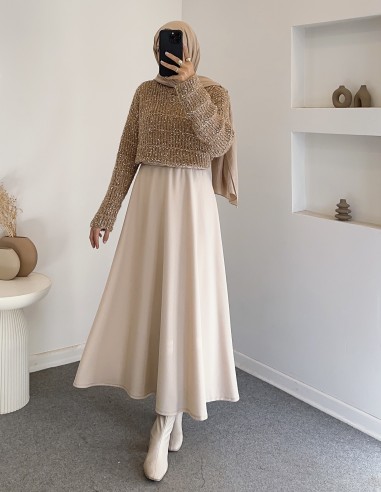 A1004 bisiklet yaka kazak - Bej