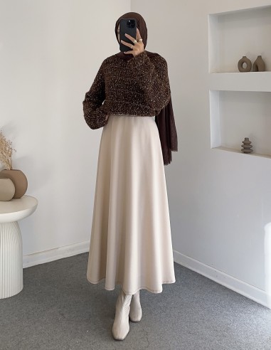 A1004 bisiklet yaka kazak -kahverengi