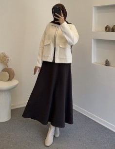 3136 fermuarlı hırka - taş 2