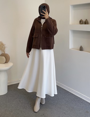 3136 fermuarlı hırka -kahverengi