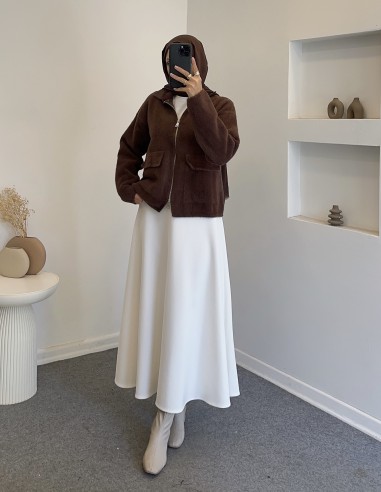 3136 fermuarlı hırka -kahverengi