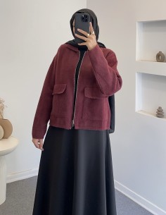3136 fermuarlı hırka -bordo 2