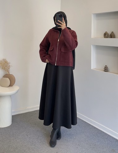 3136 fermuarlı hırka -bordo