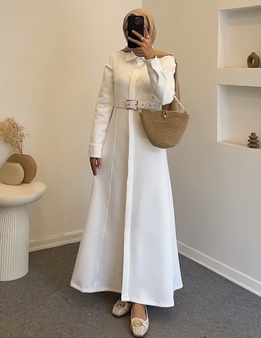 1062 scuba elbise - Beyaz