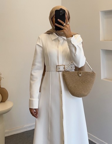 1062 scuba elbise - Beyaz