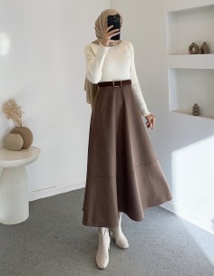 240 süet etek - Kahverengi