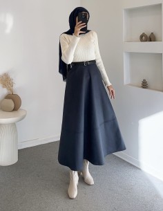 240 süet etek - Lacivert