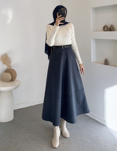 240 süet etek - Lacivert