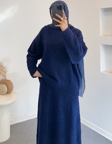 HK26039 triko etek takım -Lacivert