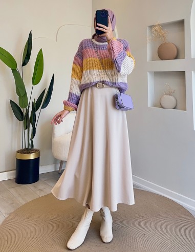 E172 renkli pofuduk kazak - pembe