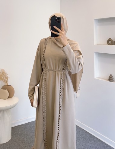 1578 fırfır detay elbise - bej