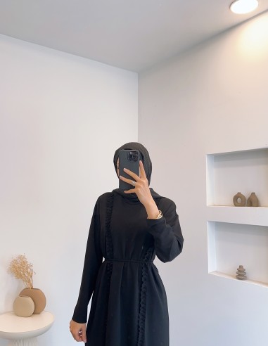 1578 fırfır detay elbise - Siyah