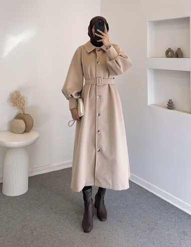 5005 yumuşak yün kaban -bej