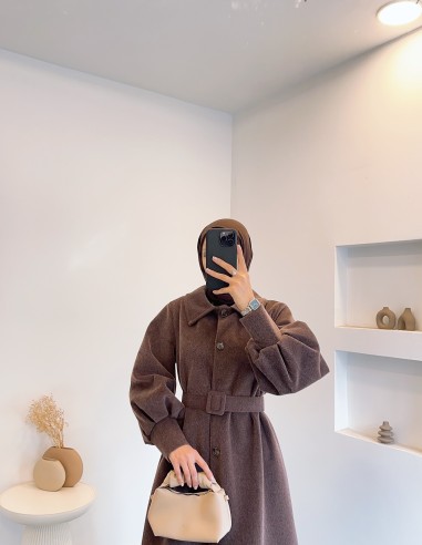 5005 yumuşak yün kaban - kahverengi