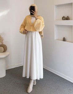 8874 düğmeli hırka - sarı 2