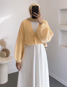 8874 düğmeli hırka - sarı
