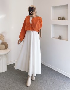 8874 düğmeli hırka - Turuncu 2