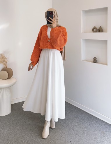 8874 düğmeli hırka - Turuncu