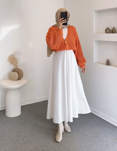 8874 düğmeli hırka - Turuncu