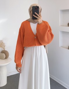 8874 düğmeli hırka - Turuncu