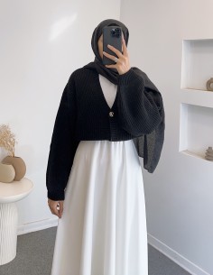 8874 düğmeli hırka - Siyah