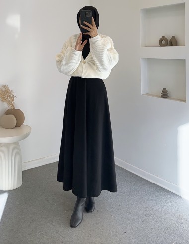 8874 düğmeli hırka -beyaz