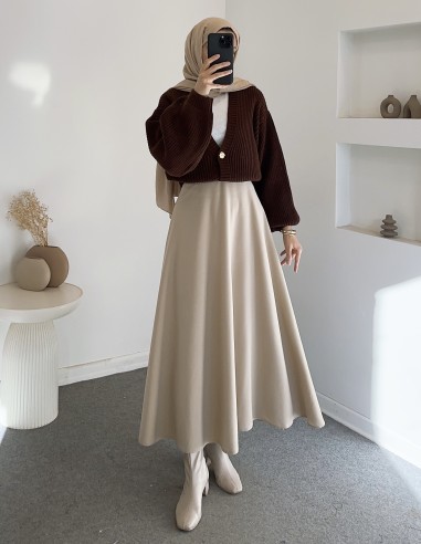 8874 düğmeli hırka -Kahverengi