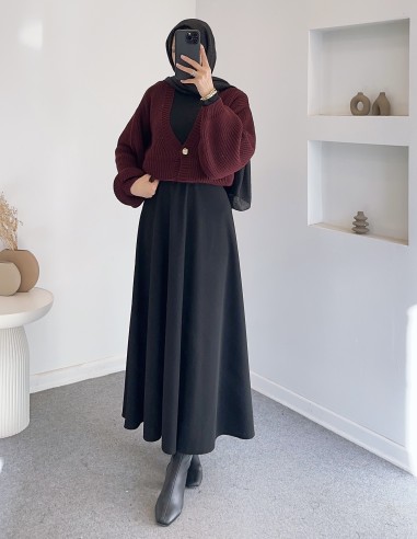 8874 düğmeli hırka - Bordo