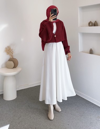 8874 düğmeli hırka - Kırmızı