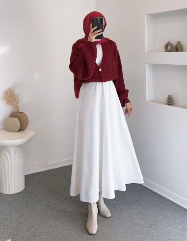 8874 düğmeli hırka - Kırmızı