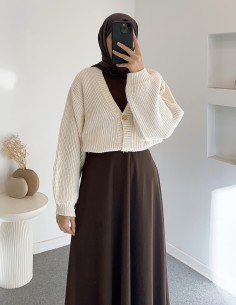 8874 düğmeli hırka - Bej