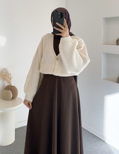 8874 düğmeli hırka - Bej