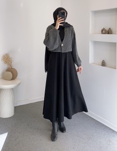 8874 düğmeli hırka - Gri 2