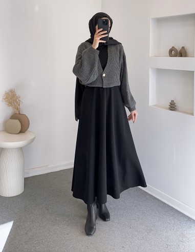 8874 düğmeli hırka - Gri