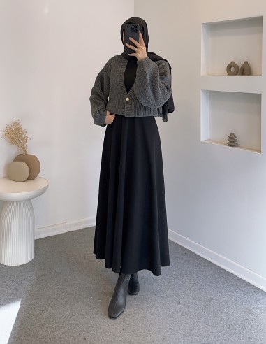 8874 düğmeli hırka - Gri