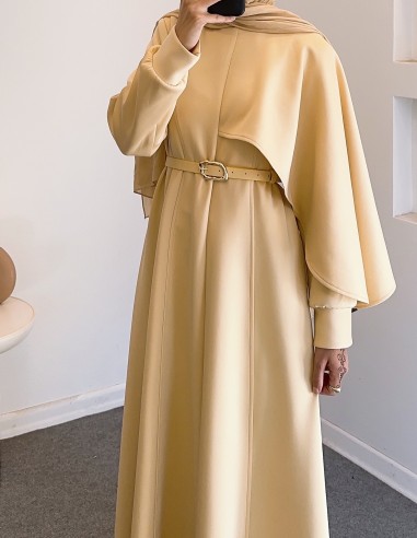 6925 omuzdan şallı elbise - sarı