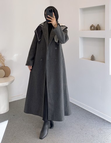 1940 tam boy kaşe kaban - gri