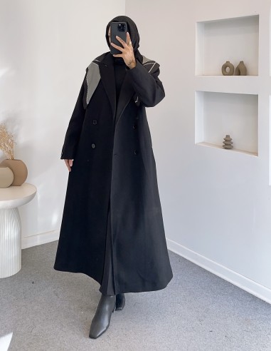 1940 tam boy kaşe kaban - Siyah