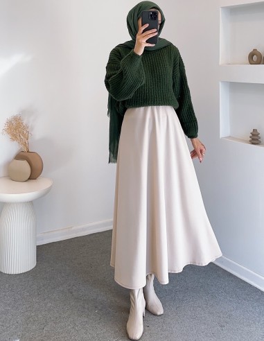 E199 düz renk pofuduk kazak- yeşil