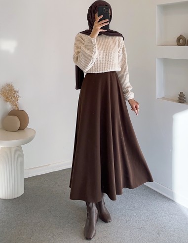 E199 düz renk pofuduk kazak-bej