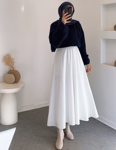 E199 düz renk pofuduk kazak- lacivert