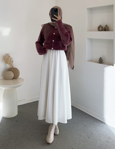 2624 bebe yaka tüllü hırka -mürdüm