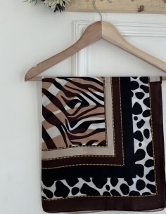 025 desenli fular - Kahverengi