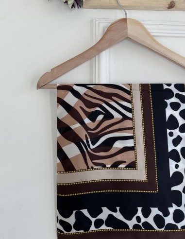 025 desenli fular - Kahverengi